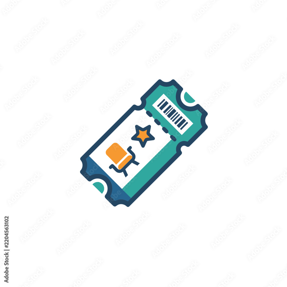 Fototapeta premium Event ticket icon with theater seat and star symbol.