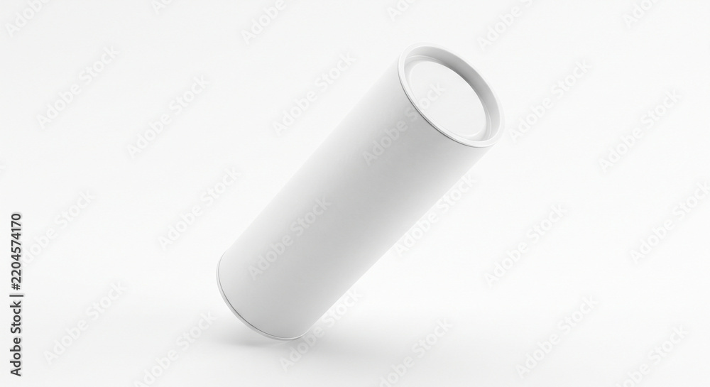 Fototapeta premium White cylindrical packaging tube mockup isolated
