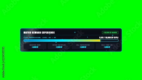 Futuristic XP Progression Level Bar on Green Screen