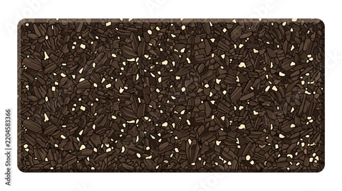 Dark brown wood mulch texture rounded rectangle.