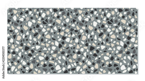 Dark charcoal terrazzo stone seamless texture background.