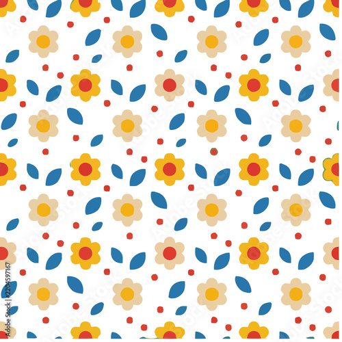 Seamless pattern with flowers and leaves