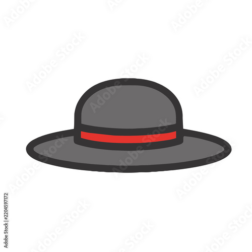Stylized gray hat with red band isolated on transparent background
