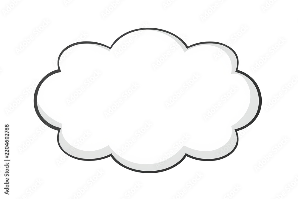 Fototapeta premium Rounded white cloud speech bubble outline