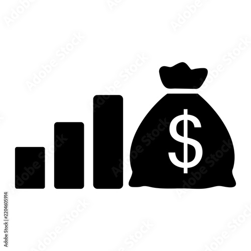 Money Bag with Dollar Sign Vector Silhouette Icon for Finance and Business Concept