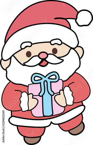 Cute Santa Claus Holding a Pink Gift Box for Christmas Celebration