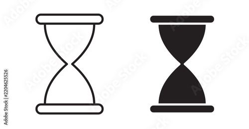 Hourglass icon flat outline in black