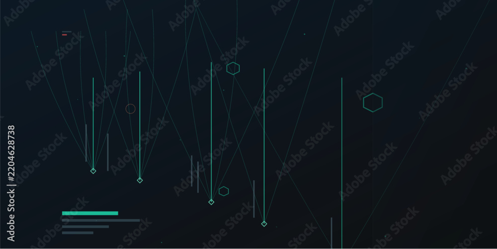Fototapeta premium Minimalist digital data visualization interface with geometric elements on transparent background