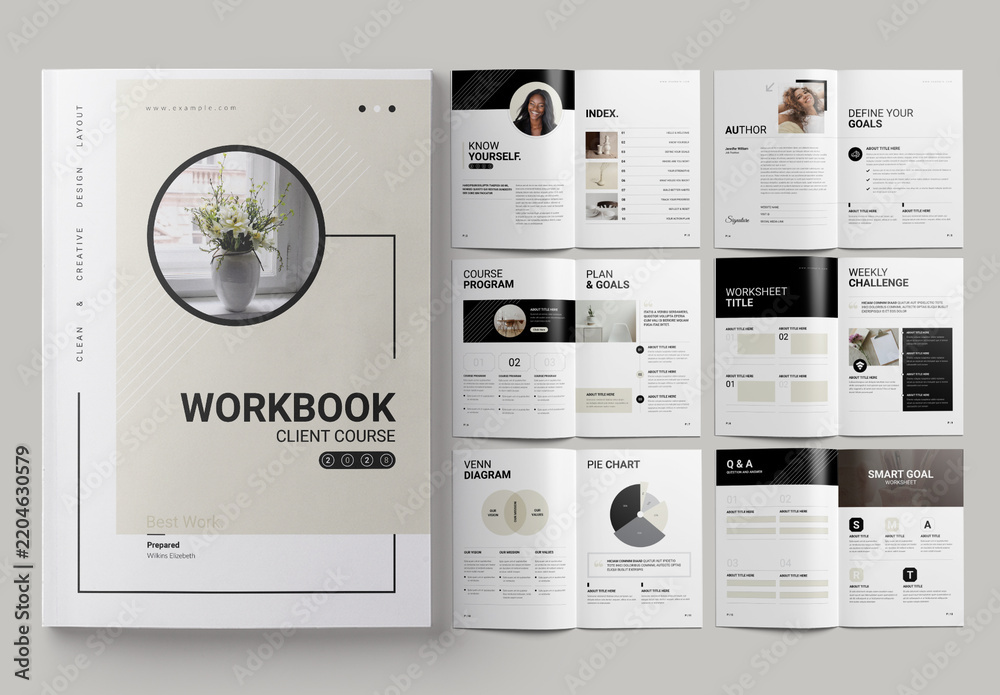 Course Workbook Designs Course Workbook Layout plantilla de Stock | Adobe Stock