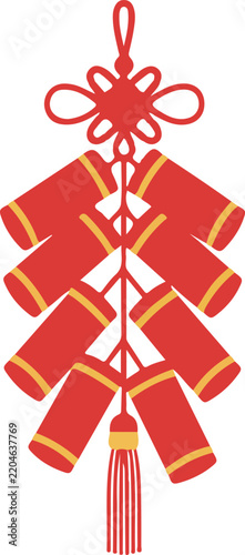 Traditional Chinese String Firecracker Knot Decoration Illustration