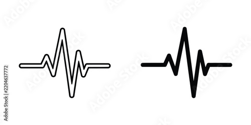 Two electrocardiogram heartbeats in outline and solid black against a white background