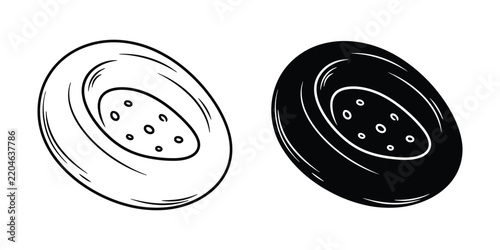 Two stylized beans in line art and solid silhouette against a white background