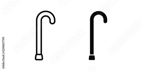 Two walking canes one outlined and one solid against a white background representing mobility and assistance