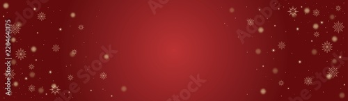 Wide horizontal banner template on a Blood Red radial color gradient. Decorated with golden snow icons and shimmering lights, creating a warm atmosphere