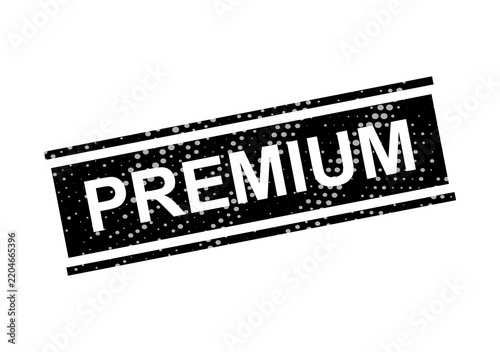 Black premium badge with red slash design isolated isolated on transparent background, illustration