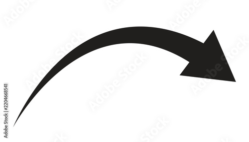 Curved Downward Arrow Icon, Right Direction Symbol for Navigation Flow and Decline Movement Path