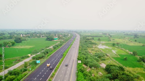 Aerial view of Ganga Yamuna Expressway in Noida Uttar Pradesh India