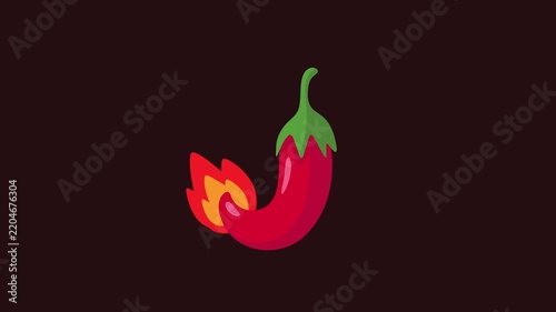 Bold red chili pepper with a dynamic fire icon, representing extreme heat and spice