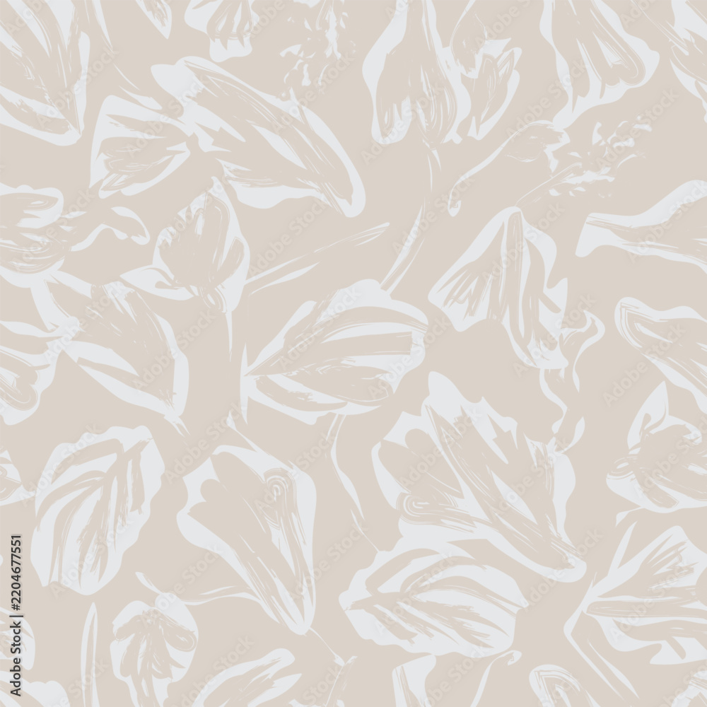Fototapeta premium Beige Abstract Floral Leaf seamless pattern design