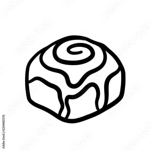 Minimalist cinnamon roll bun pastry line art illustration isolated on transparent background