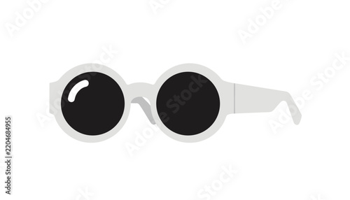 Retro style white round sunglasses with dark black lenses, isolated against a plain white background.