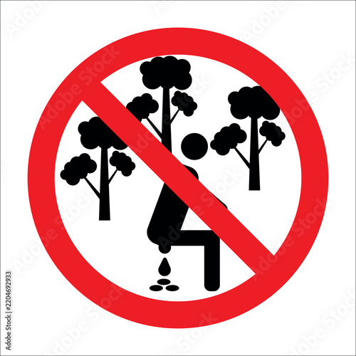 Warning sign prohibiting defecating or urinating in the natural environment