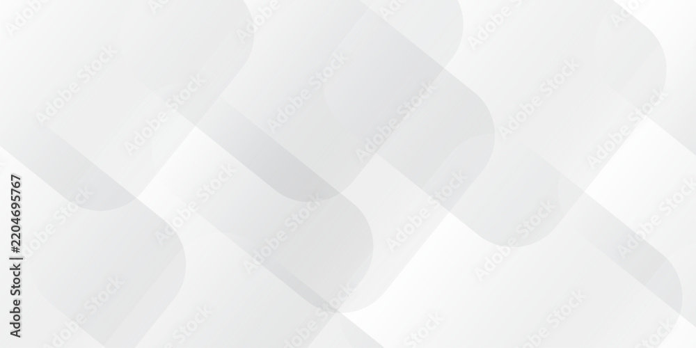 Fototapeta premium Abstract white and gray gradient geometric background. 3D white overlap layer on bright space with rounded rhomb effect decoration squares triangle digital vector paper design .