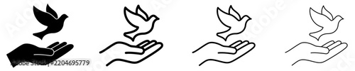 Peace dove flying from hand mixed icon