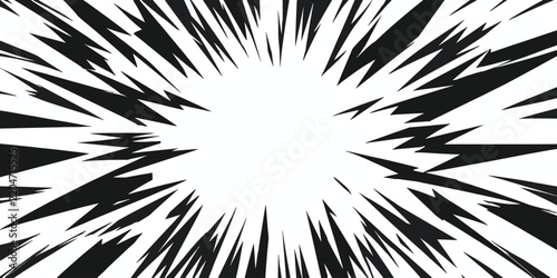 Dynamic black and white manga speed line burst with speed lines comic book action lines radial burst dynamic background graphic design zoom effect impact manga style central focus
