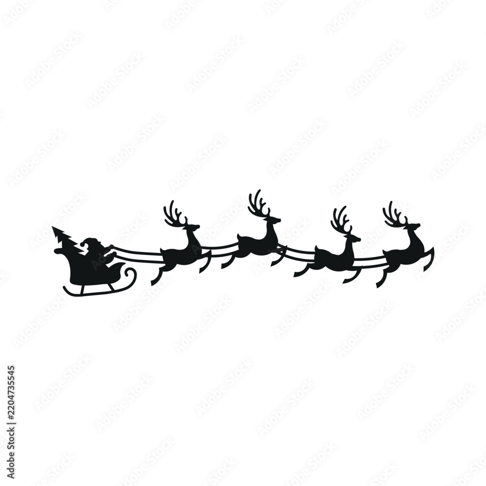 Fototapeta premium Sketch Santa Claus Sleigh