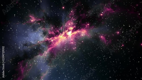 Pink and Gold Nebula in Outer Space with Starfield 4K