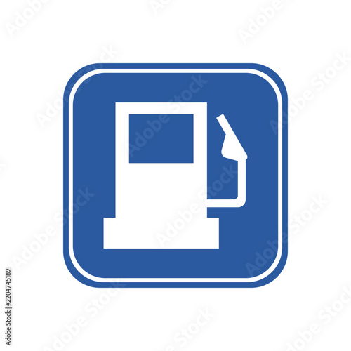 Blue fuel dispenser gas station square sign icon flat vector design