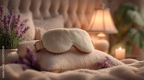 Cozy Bedroom with Plush Eyemask for Relaxation and Sleep Ambiance