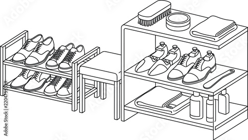 set of clothes hangers and accessories