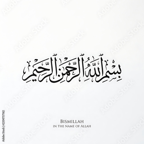 Bismillah Arabic Calligraphy on White Background