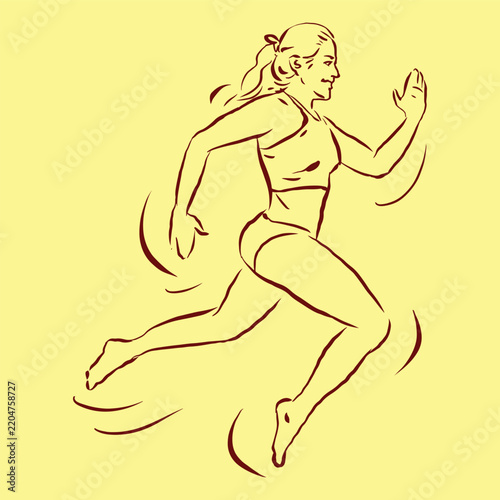 a woman is running vector for card decoration illustration