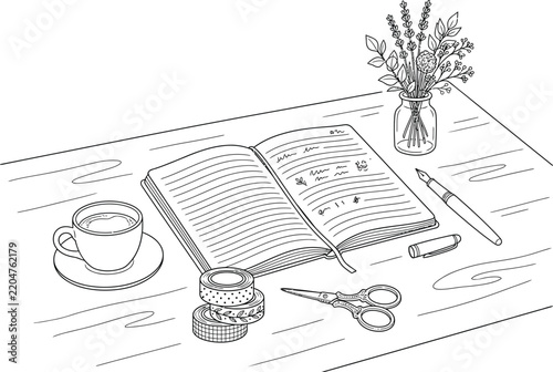 notebook and flowers