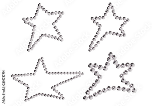 Obraz na plátně Y2K Whimsy Chrome Star Icon Decorated With Glitter Bedazzled 3D Render Isolated