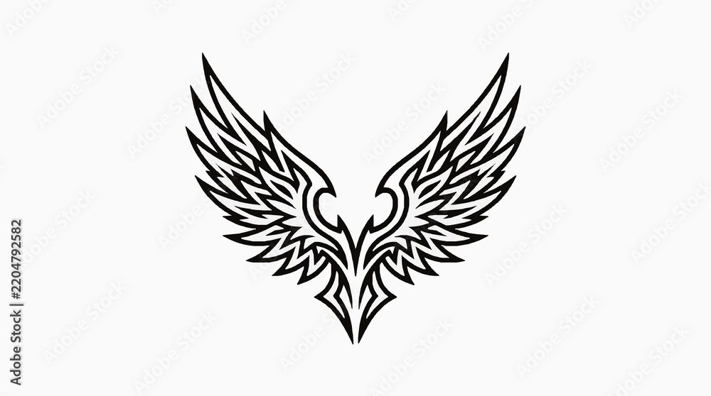 Obraz premium Tribal wing silhouette graphic element for creative design projects