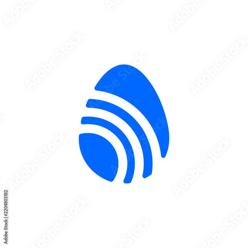 Blue Egg Shape Logo Icon with Signal Wave Design. Modern Egg Shape Logo with Network Signal Lines