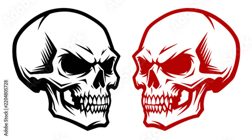 Evil skull vector illustration set