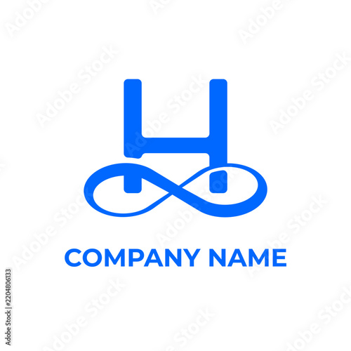 Letter H with Infinity Symbol Logo Template Design.
