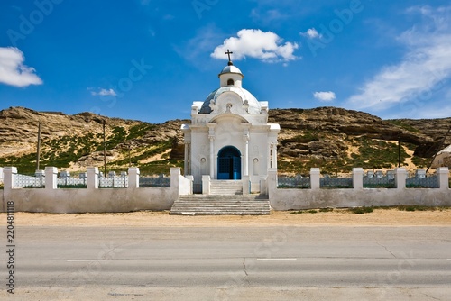 Beautiful white Russian Christian Orthodox Church. Religion