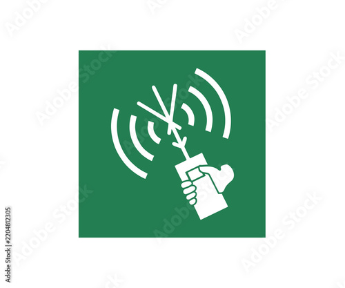 E051 – Two-way VHF radiotelephone apparatus icon sign. Safety condition sign pictogram illustration on transparent background. 
