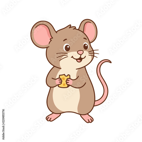 mouse and cheese isolated on white background