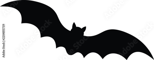 Dynamic curved wing bat silhouette vector illustration on transparent backdrop