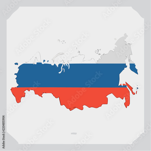 Russia Map Silhouette with National Flag