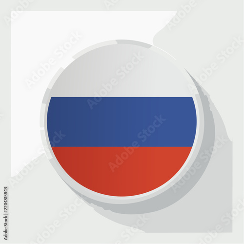 Russian Flag Circular Icon on Light Background