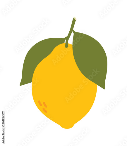 Flat Style Illustration of Lemon Fruit Isolated on White Background