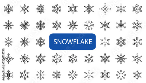 Snowflake thin line icons collection. Snow Icons. Snowflake vector. Snowflake shapes.